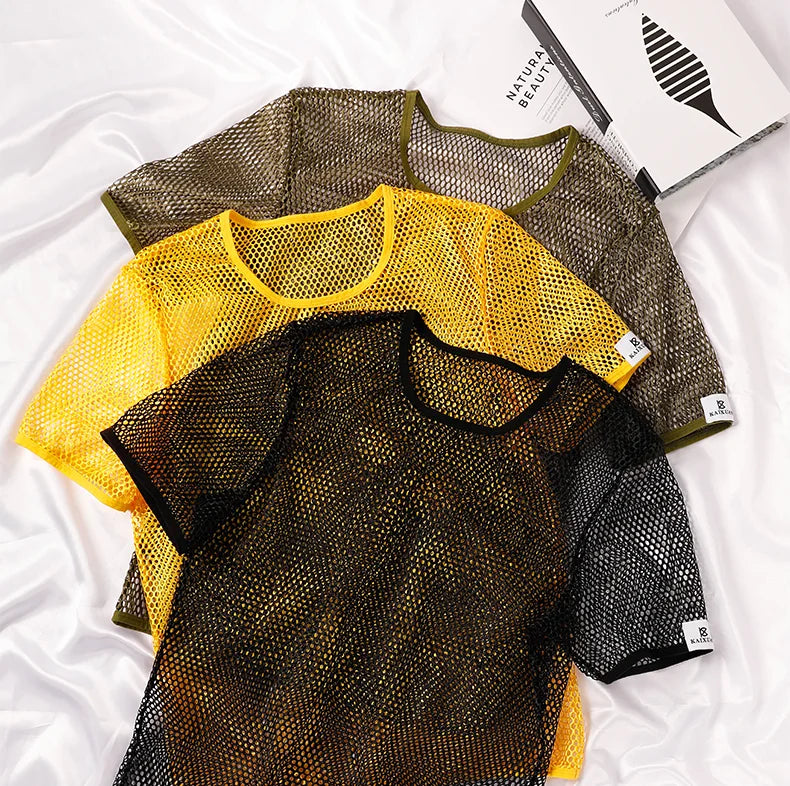 Men's Hollow Out Mesh T-Shirt, Breathable, Sport, See Through, Streetwear, Lightweight, Casual Tank Top, Summer, New Arrivals