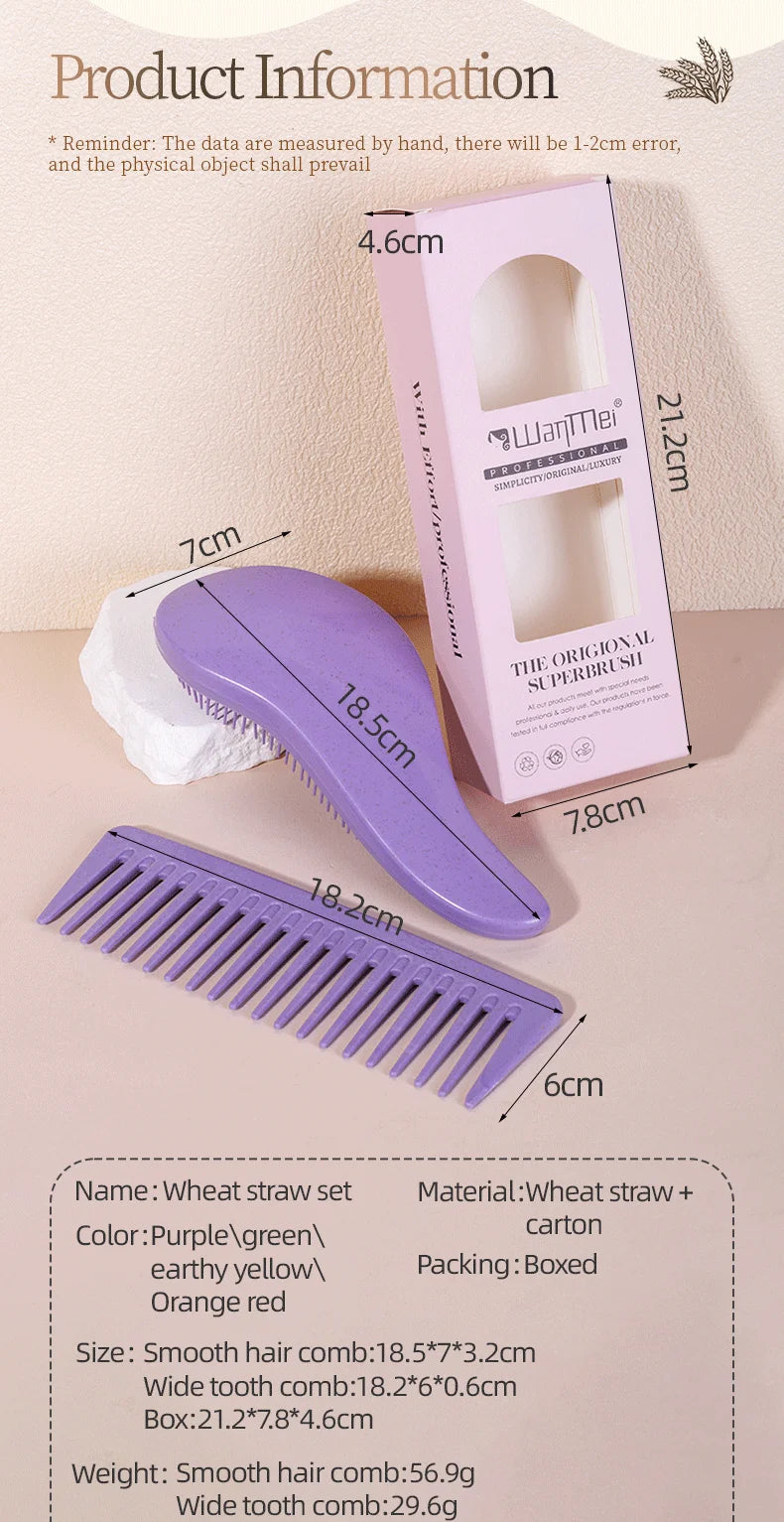 2pc Magic Detangling Boxed Comb Set  Anti-static Massage Hair Brushes Detangle Air Cushion Hairbrush Comb Festival Gift Box Comb