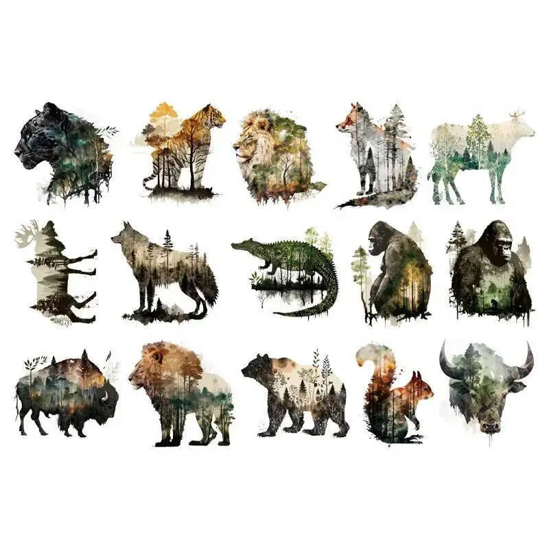Landscape Animals Patches On Clothes Wolf Tiger fox Sticker Clothes Decoration Diy Accessory Print On T-Shirt Iron On Patch