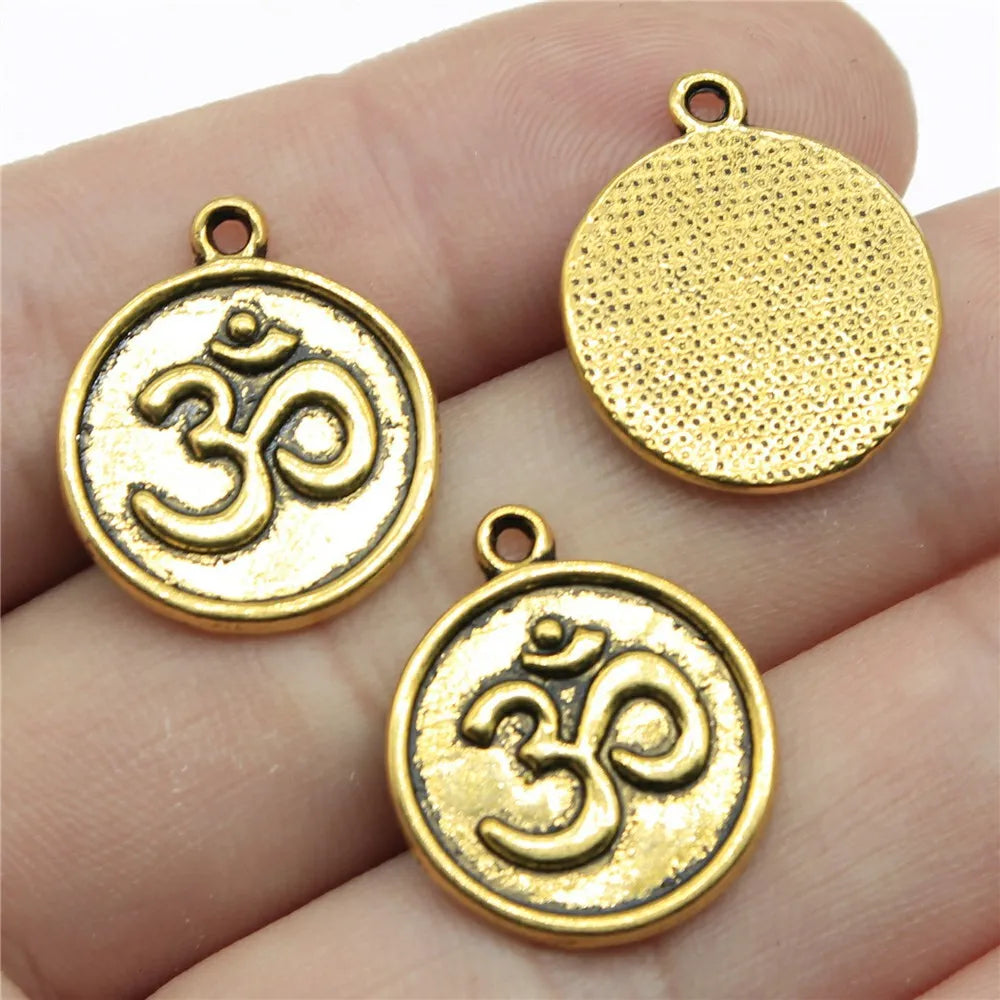 10pcs Charms Yoga Om Pendants Making DIY Handmade Tibetan Silver Color Vintage Antique Bronze Color Jewelry Making Finding