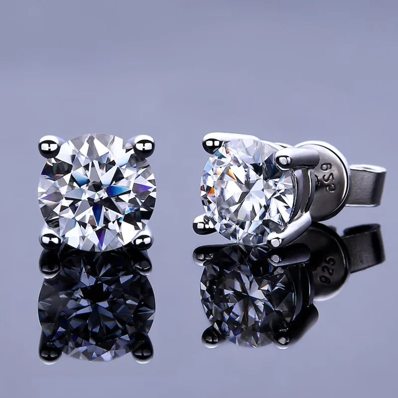 Lnngy 0.3-2CT Moissanite Stud Earrings For Women Girl 925 Certified Silver Earring Exquisite Wedding Jewelry Piercing Pendientes