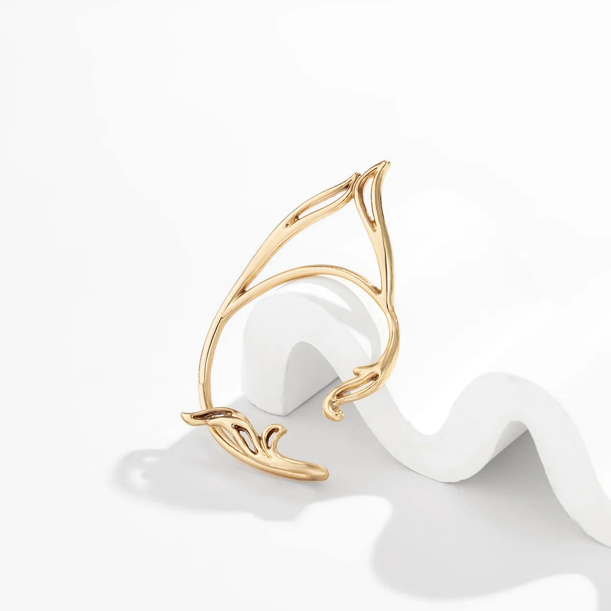 Fairy Ear Cuff Earring for Women Simple Hollow Cat Ears Outline Elf Ear Clip Creative Single No Piercing Earrings Party