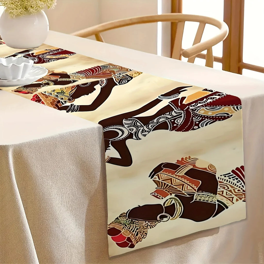 1 Camino de mesa decorativo africano, perfecto para decoración diaria, estilo rústico, tema de otoño e invierno, decoración de fiestas navideñas - Camino de mesa rectangular tejido