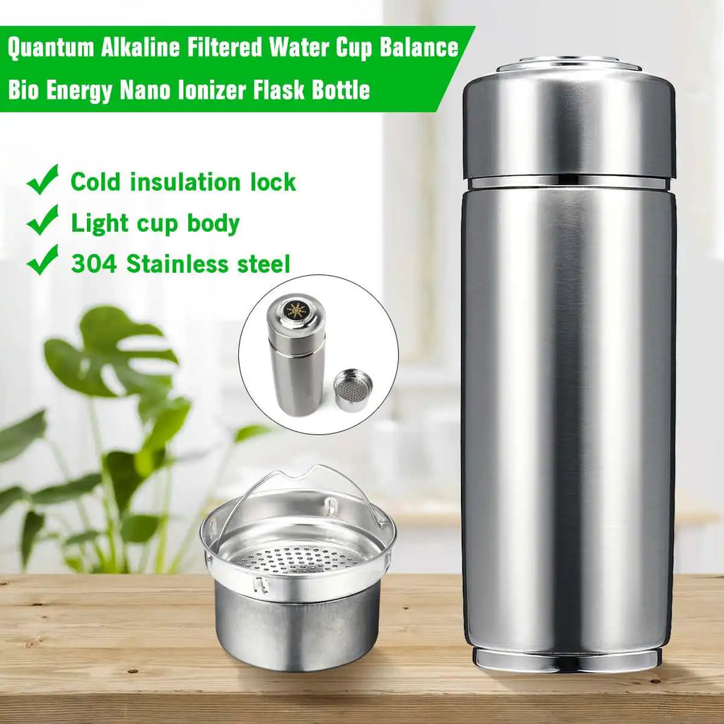 Micro-electrolysis Energy Health Cup Stainless Steel  Quantum Alkaline Filtered Water Cup Energy Ionizer health Bottle 400ml