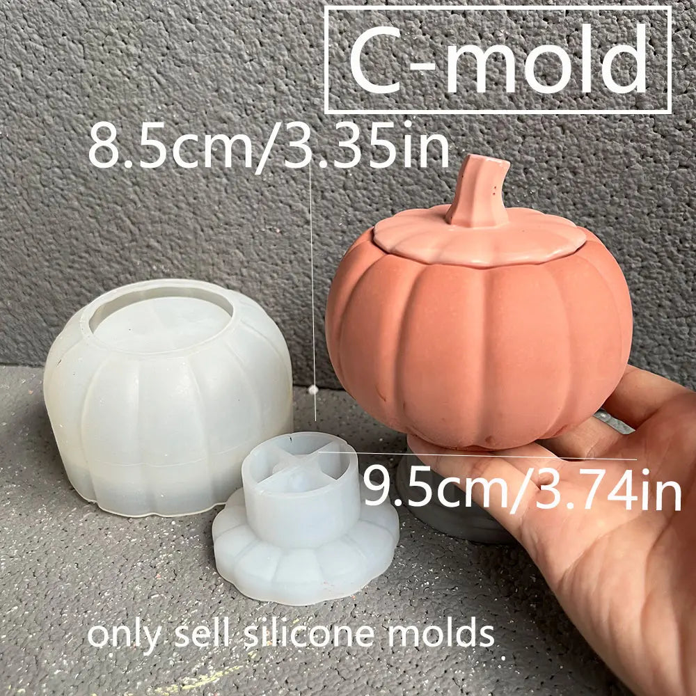 Pumpkin Jar Storage Box Silicone Mold Halloween Concrete Candle Holders Ghost Candy Box Tray Epoxy Resin Mould DIY Home Decor