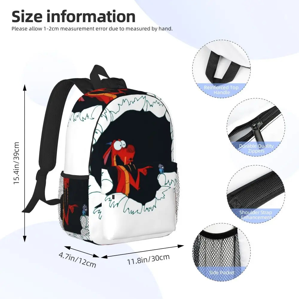Mushu From Mulan (4) Backpacks Boys Girls Bookbag Fashion Students School Bags Laptop Rucksack Shoulder Bag Large Capacity