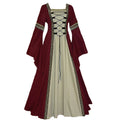 Halloween Women European Medieval Court Fancy Vampire Cosplay Costume Carnival Vintage Strapless Long Sleeve Elegant Dress