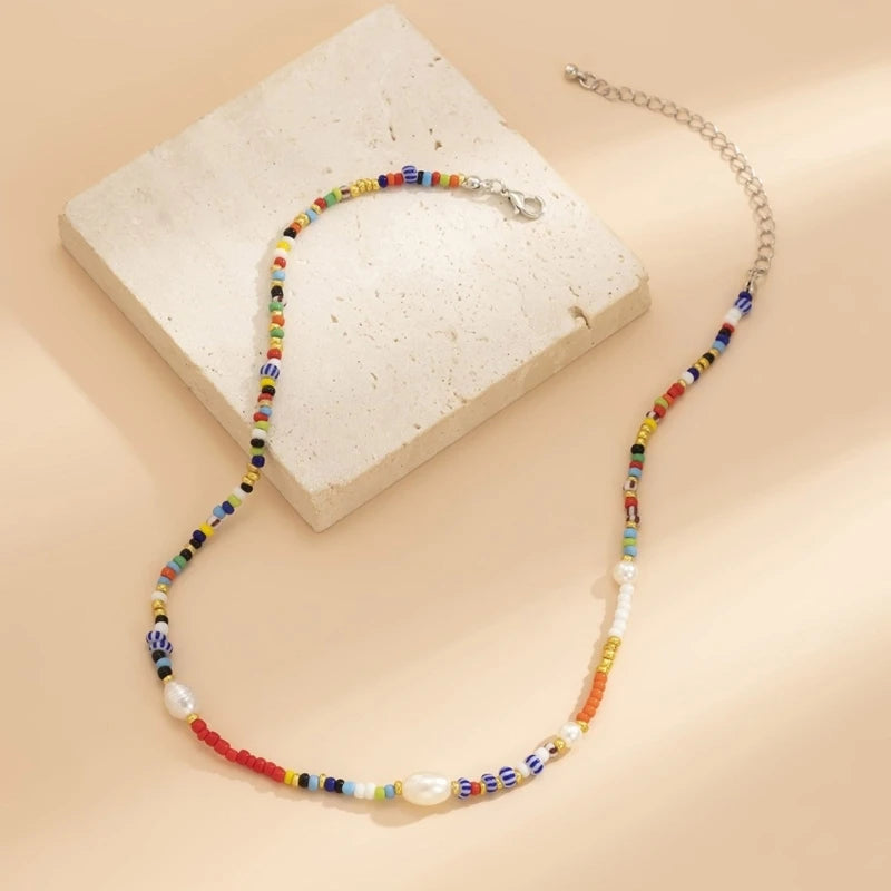 Handwoven Necklace Fashion Accessory Neck Jewelry Colorful Beads Necklaces XXFB