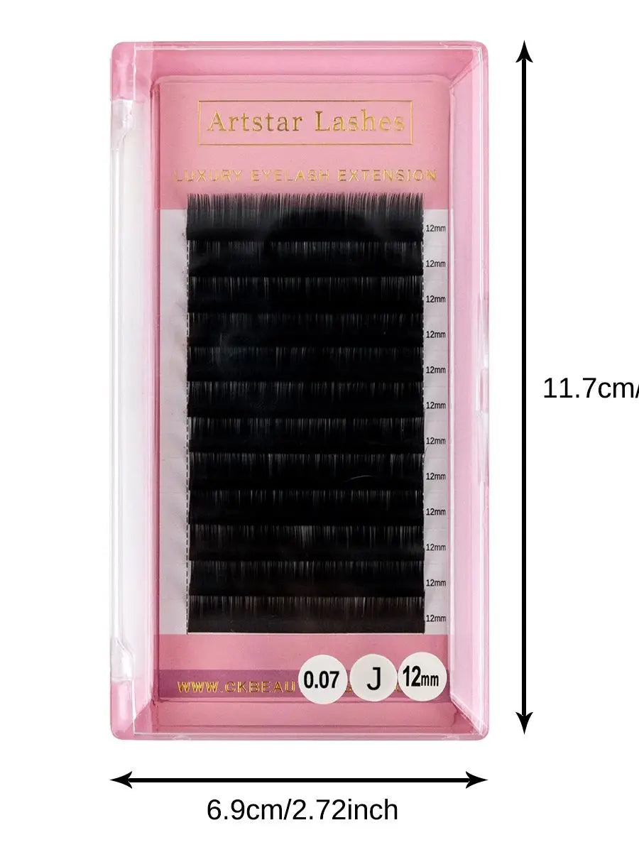 ARTSTAR Natural Silk Lashes J B C D CC Curl 6-15mm Length Volume Eyelash Extensions Matte Black Individual Eyelashes  for Makeup