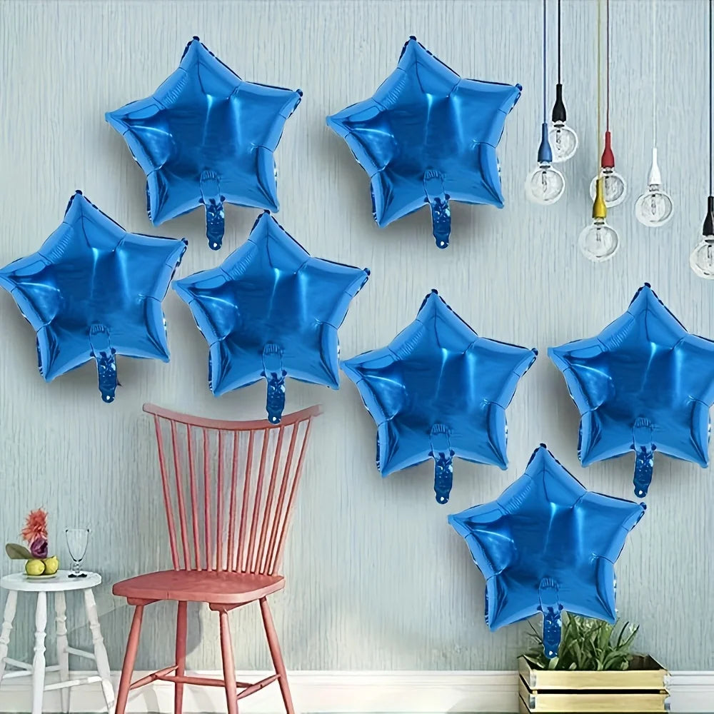 30pcs 10 Inch Blue Silvery Star Shape Foil Balloons Birthday Wedding Shower Anniversary Engagement Party Decorations Supplies