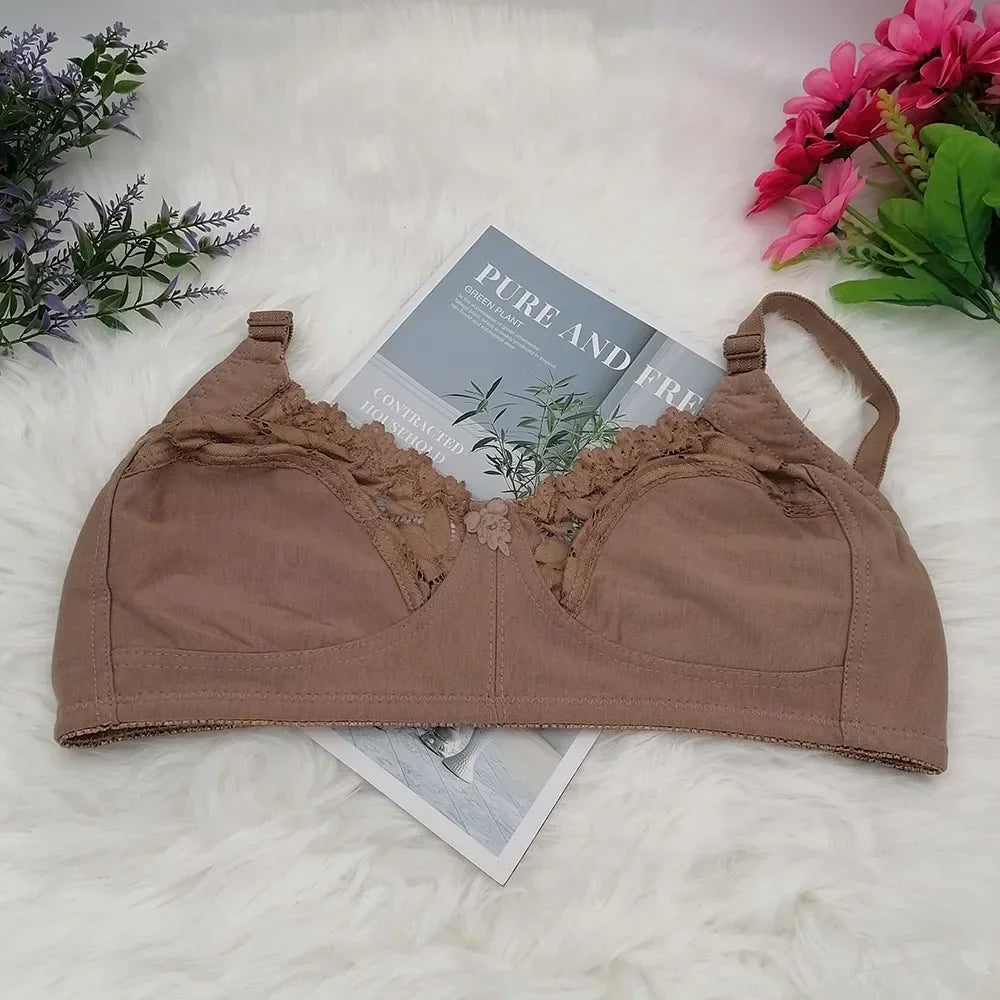 Solid Bra Unlined Comfortable Cotton Bras for Women Push Up Minimizer Wireless Plus Size Underwear Plunge Soft Sexy Lingerie C31