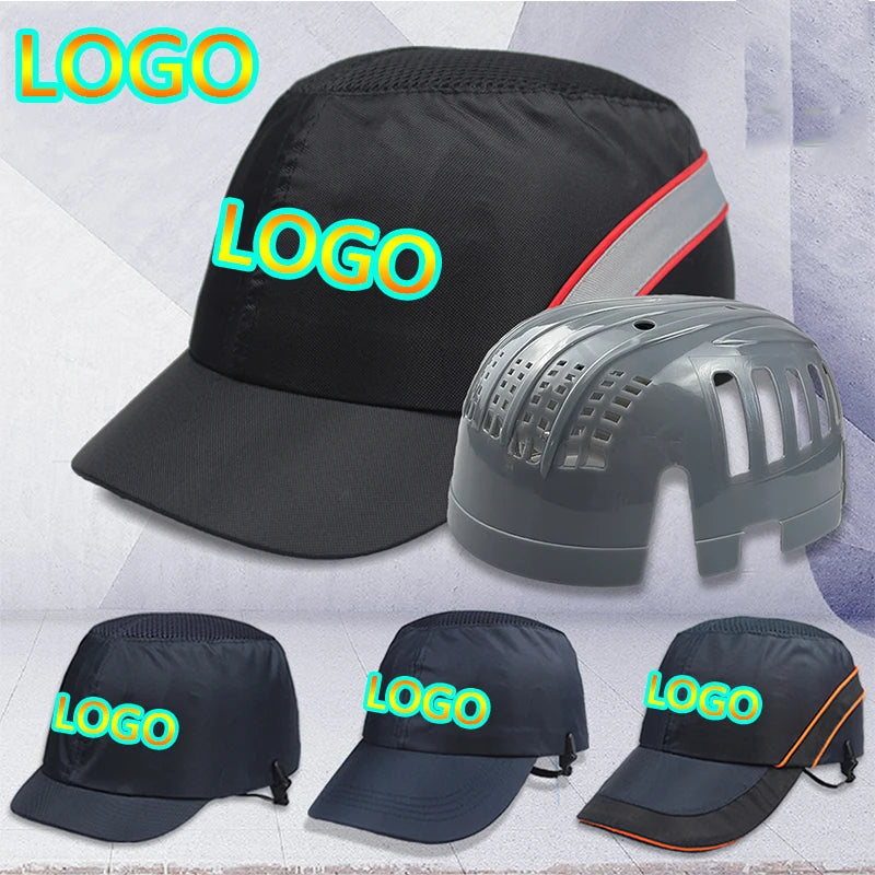 Custom Logo Work Safety Bump Cap Hard Inner Shell Protective Helmet Baseball Hats Outdoor Men Adjustable Safety Protection Hat