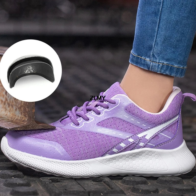 ZLMY Neue Sicherheitsschuhe für Damen, Stahlkappen-Sneaker, leichte Arbeitsschuhe, durchtrittsichere Arbeits-Sicherheitsstiefel für Damen und Herren