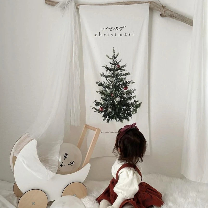Wall Hanging Tapestries Christmas Tree Background Cloth Photo Props 2024 Poster