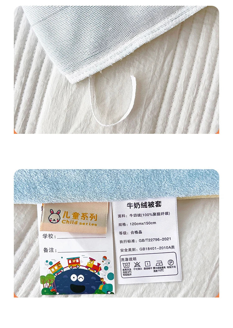Baby Cartoon Print Bedding Set Duvet Covers Pillowcases Set Autumn Winter Warm Suede Bedclothes Bed Linen CP29
