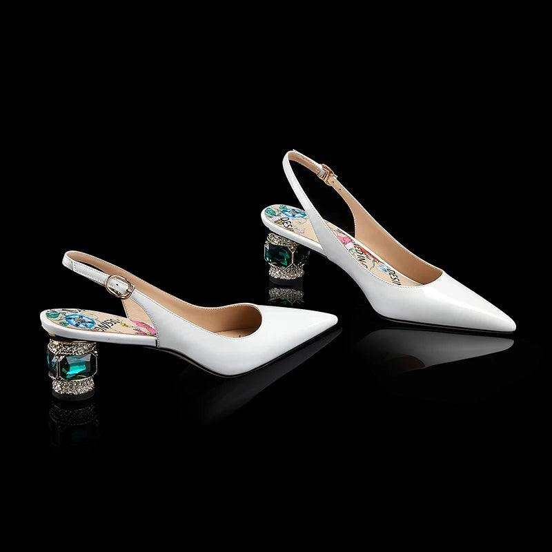 【JOCHEBED HU】2025 Newest Spring Summer Shoes Woman Sexy Brand Genuine Leather Shallow Pumps Pointed-Toes Strange Style  33-46