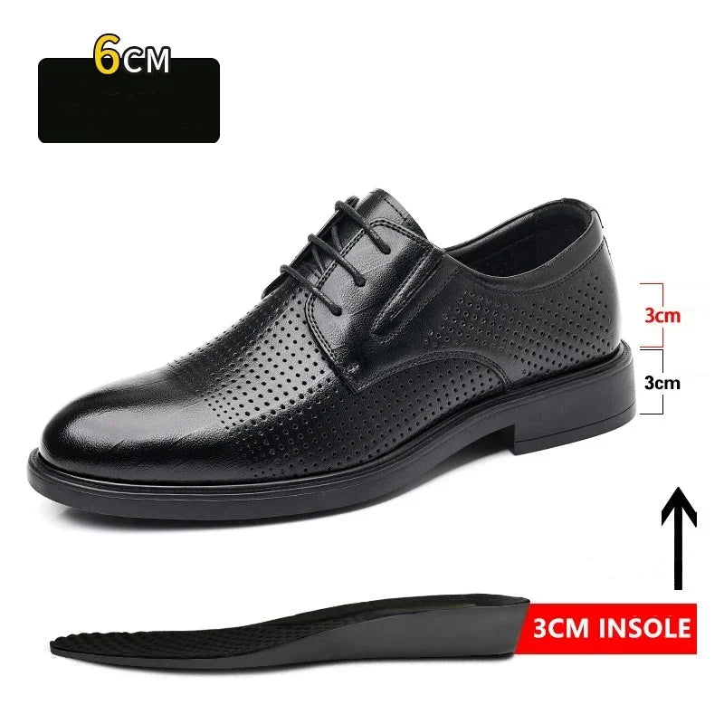 3/6/8 CM Elevator Shoes Men Dress Shoes Black Soft Leather Men Heighten Formal 1 Casual Business Men Oxfords Suit 2