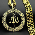 Hollow Arabic Letters Quran Allah God Pendant Necklace Women Men Stainless Steel Gold Color Islamic Muslim Chain Amulet Jewelry