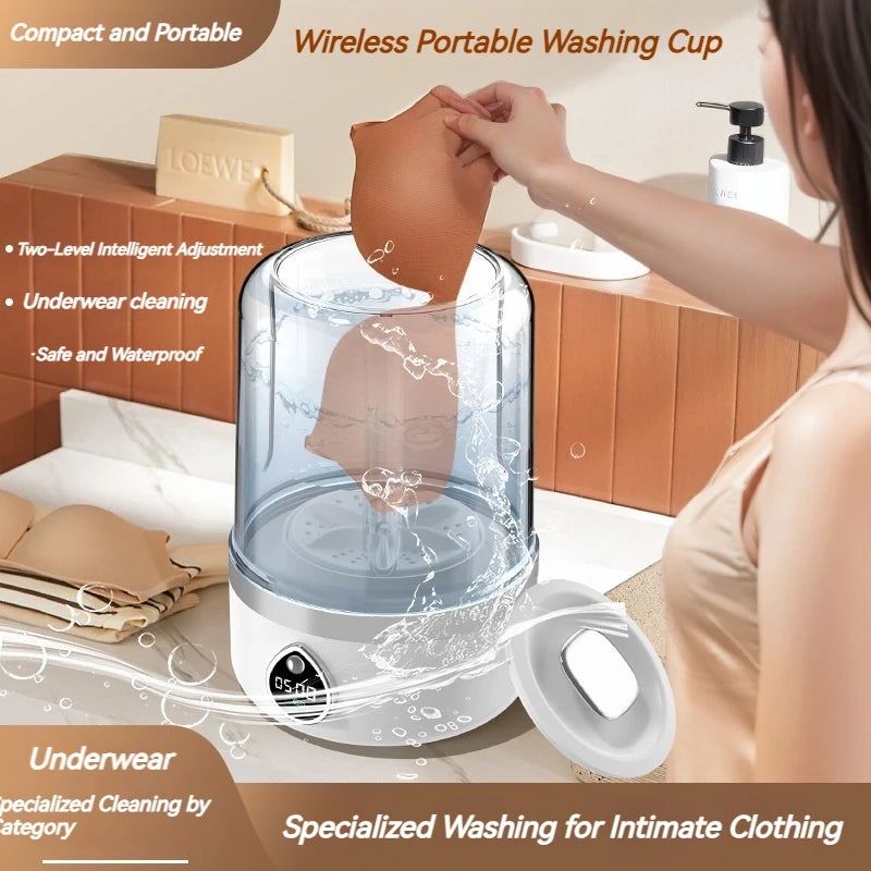 Mini Washing Machine Portable Rechargeable Fully Automatic Washing Machine for Underwear, Socks, and Small Laundry