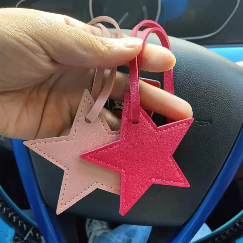 Star PU Leather Tassels Keychain Charms Tassels Five-pointed Star Tassels for Jewelry Making Key Chain DIY Craft Accessories