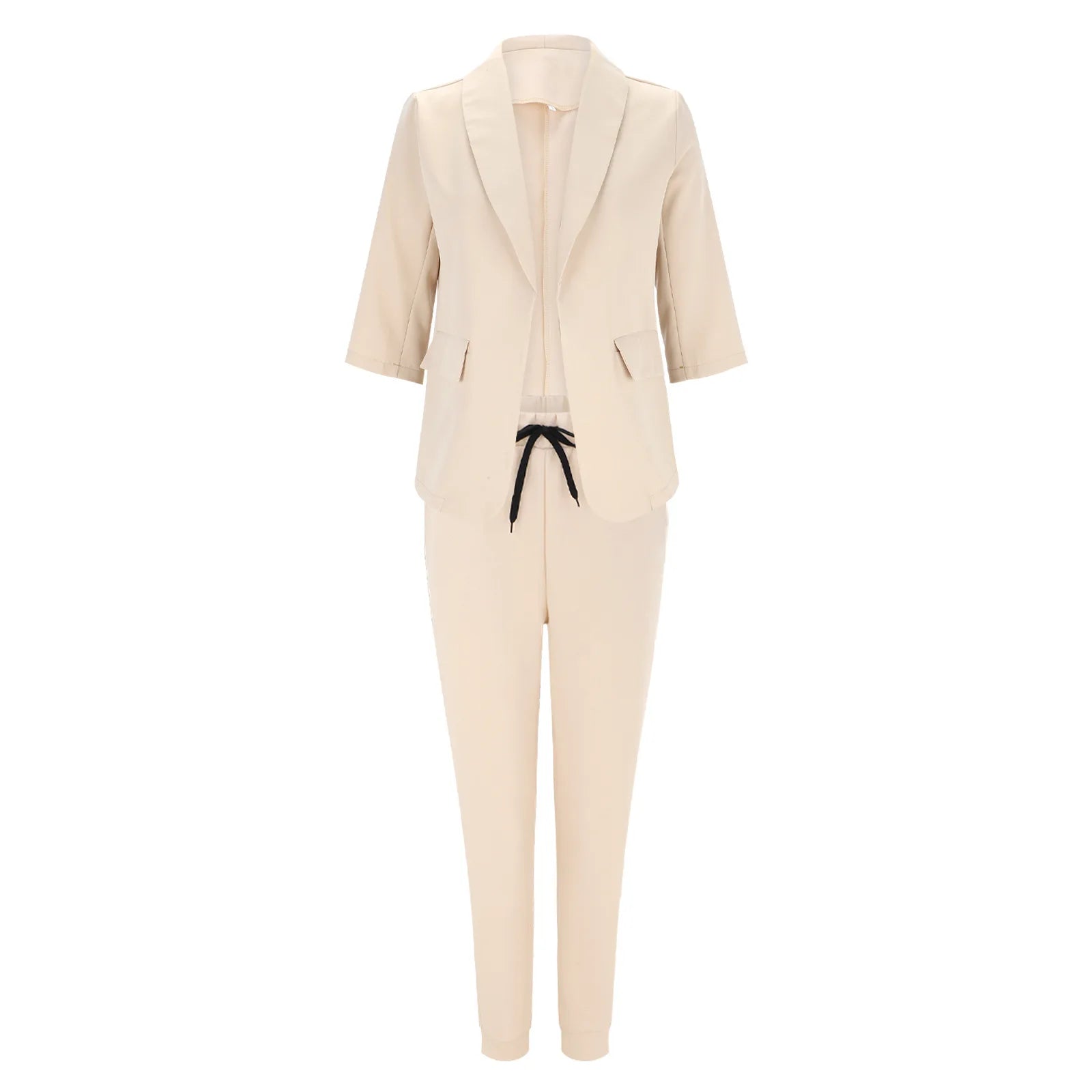 Traje de oficina formal de dos piezas para mujer 2026, conjunto de blazer y pantalón ajustado con bolsillo, solapa, conjuntos de oficina para mujer, chándal de 2 piezas