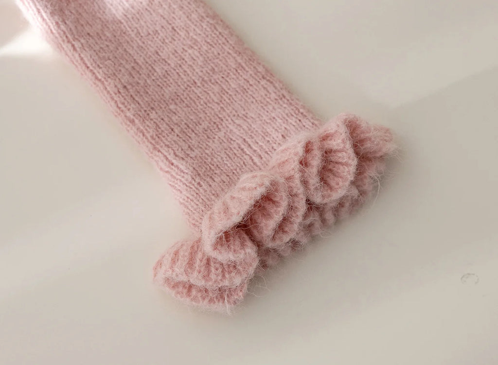 Girls Suit Korean Solid Color Sweater Knitted Spring and Autumn New Simple Straight Leg Slacks Set Baby Girl Clothes