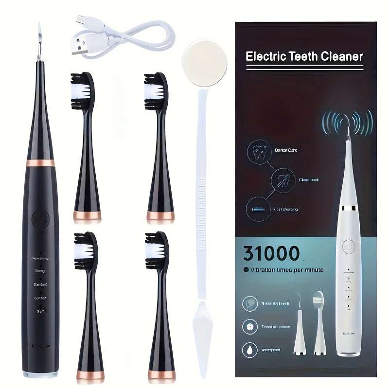 Electric Toothbrush and Cleaner 2-in-1，5Gear Speed Adjustment，Remove Dental Plaque，IPX6Waterproof Grade，Containing4Electric brus