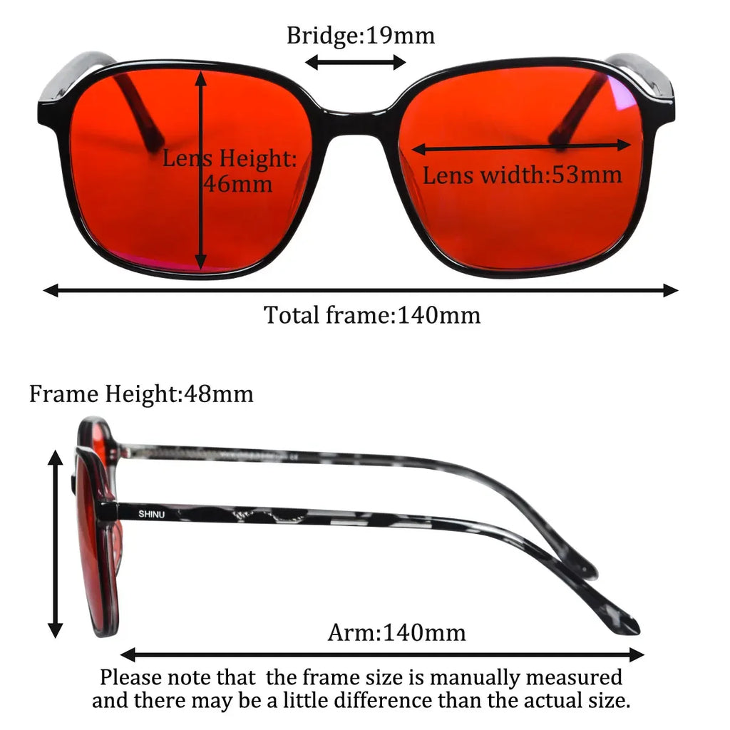 SHINU red lens glasses sleep better eyeglasses before bed only orange lens gaming glasses blue light filter glasses women