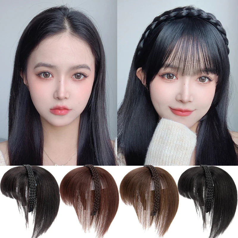 Women Girls Fake Hair Headband Fringe Wig Bangs Hairband Hair Extension Clips In Hair Extension Hair Accessories Hairpiece Clips
