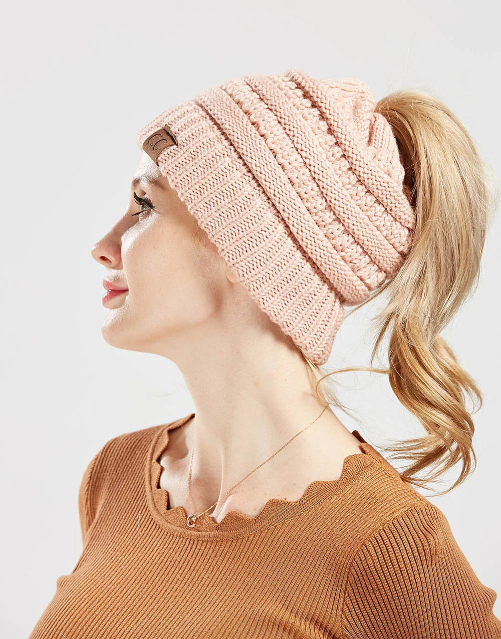New Outdoor Warm Winter Woolen HatsAcrylic Open Horsetail HatsCold-Resistant High Ponytail Hats for Men and Women