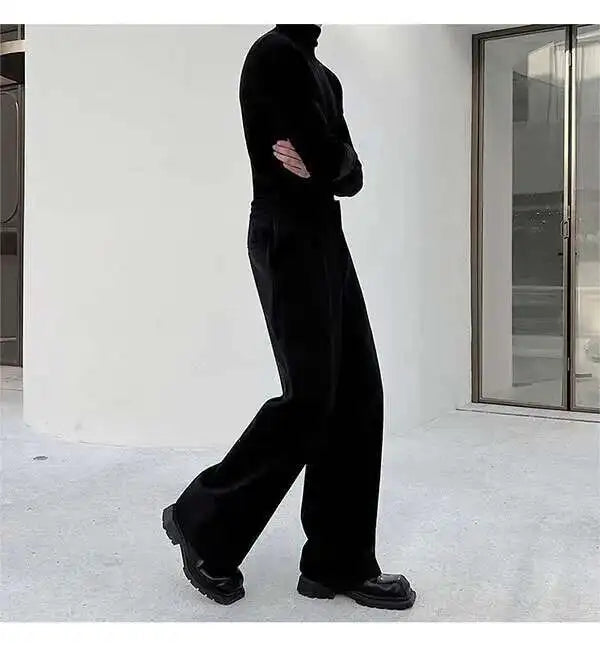 IEFB Men's Suit Pants Solid Color Niche Design Korean Style Casual Straight Elastic Waist Versatile Trousers 2023 New 9C2269
