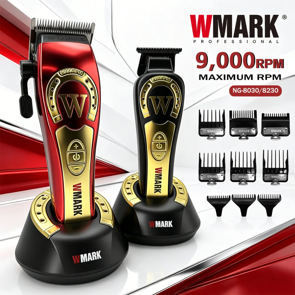 WMARK Hair Trimmer Professional Barber Clipper Cordless Hair Cutting Machine 9000 RPM Adjustable Trimmer for Men NG-8030 NG-8230