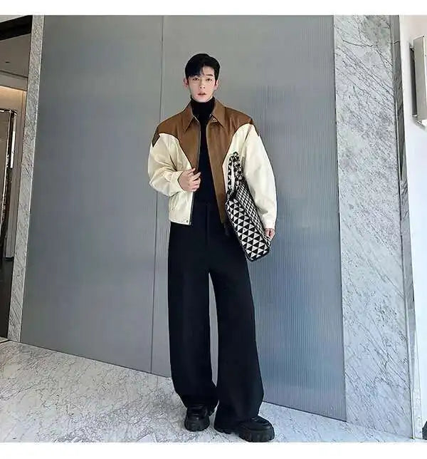 IEFB Men's Suit Pants Solid Color Niche Design Korean Style Casual Straight Elastic Waist Versatile Trousers 2023 New 9C2269