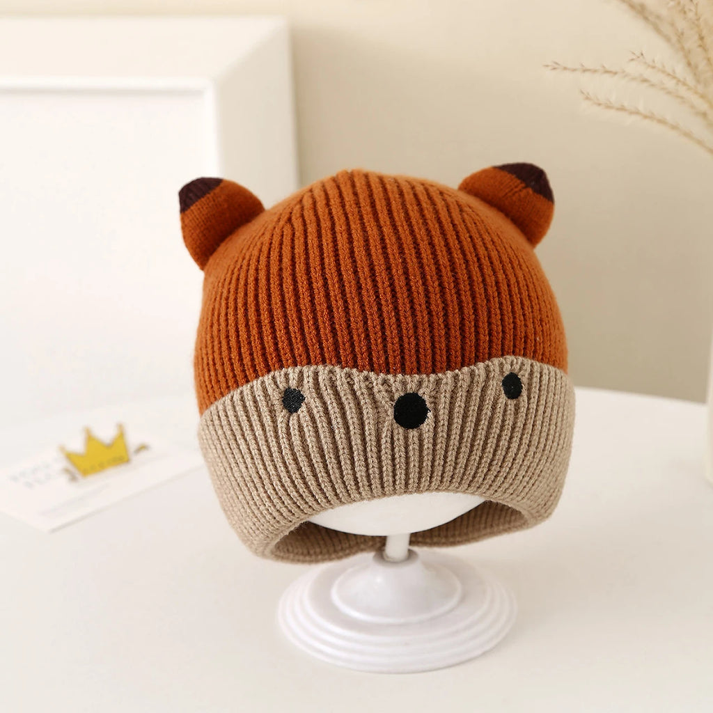 Cute Cartoon Beanie Baby Winter Warm Knitted Hat 3-12Month Newborn Ear Protection Pullover Cap Children Woolen Crochet Bonnet