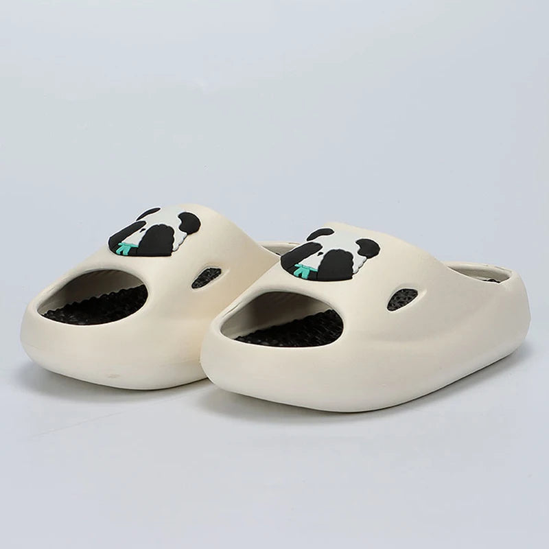 Thick Platform Panda Slippers for Women 2024 Summer Soft Sole Platform Sandals Woman Massage Non Slip Indoor Bathroom Slippers