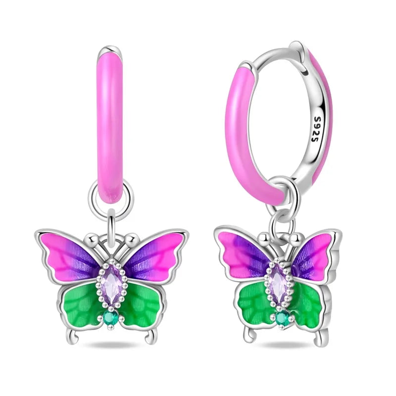 925 Sterling Silver Green Lucky Clover Yellow Daisy Bamboo Earrings  for Women Bee Butterfly Ear Studs Elegant Party Jewelry