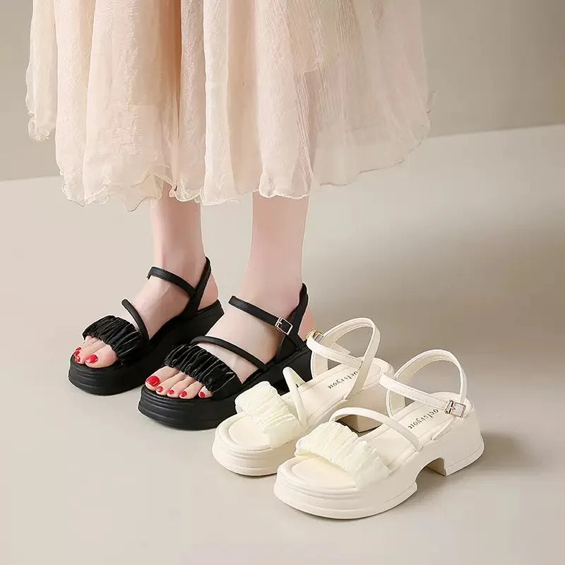 Fairy Style Thick Soled Sandals for Women Wearing Summer   New Thick Heels with Fashionable Beach Shoes