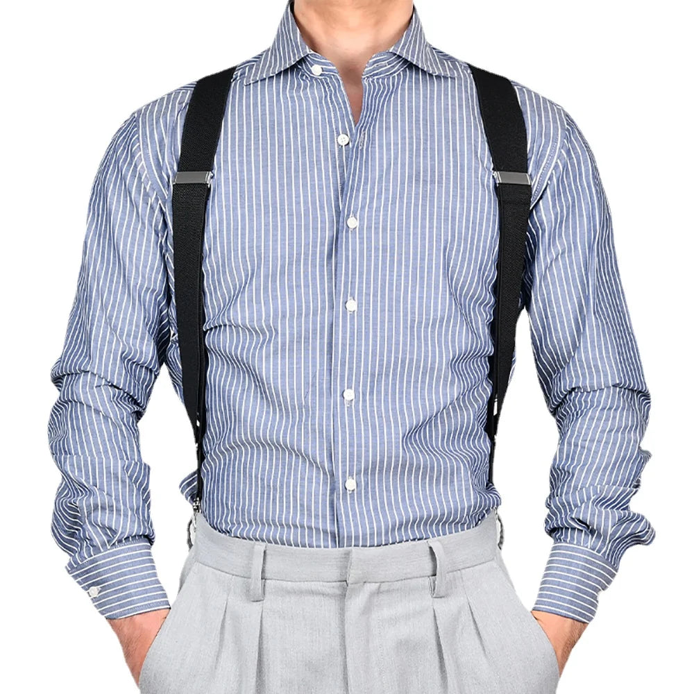 Hip-Clip Suspenders for Men Heavy Duty Big Tall 3.5cm 2 Clips Adjustable Elastic Trouser Braces Strap Belt Gifts for Dad Husband