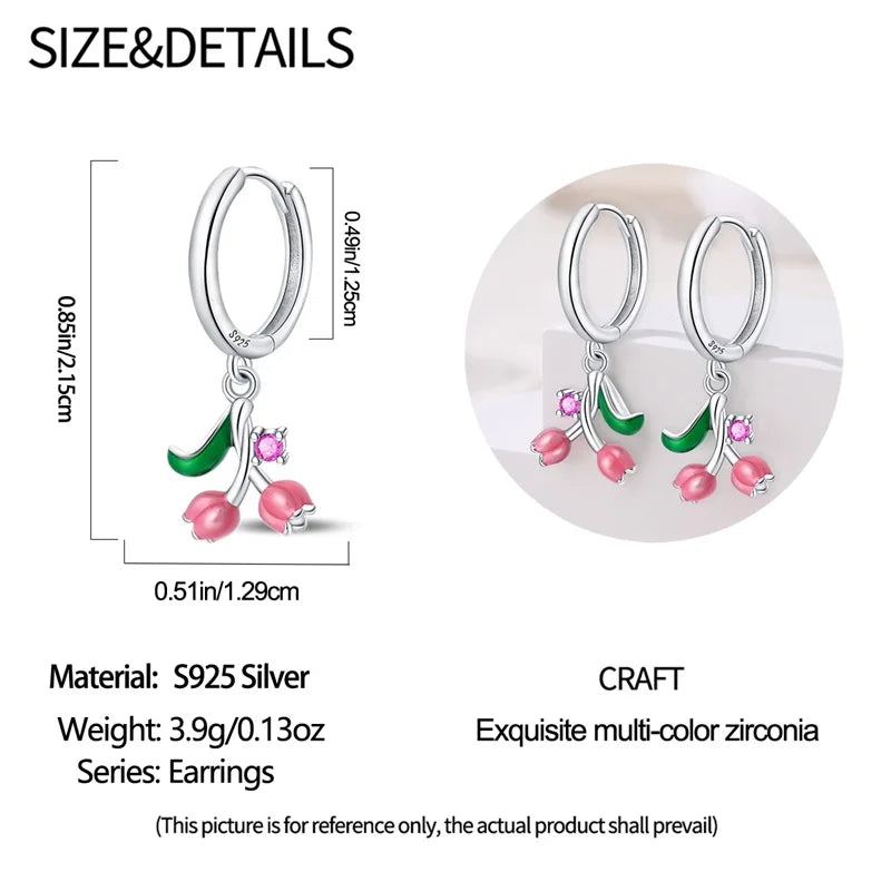 925 Sterling Silver Green Lucky Clover Yellow Daisy Bamboo Earrings  for Women Bee Butterfly Ear Studs Elegant Party Jewelry