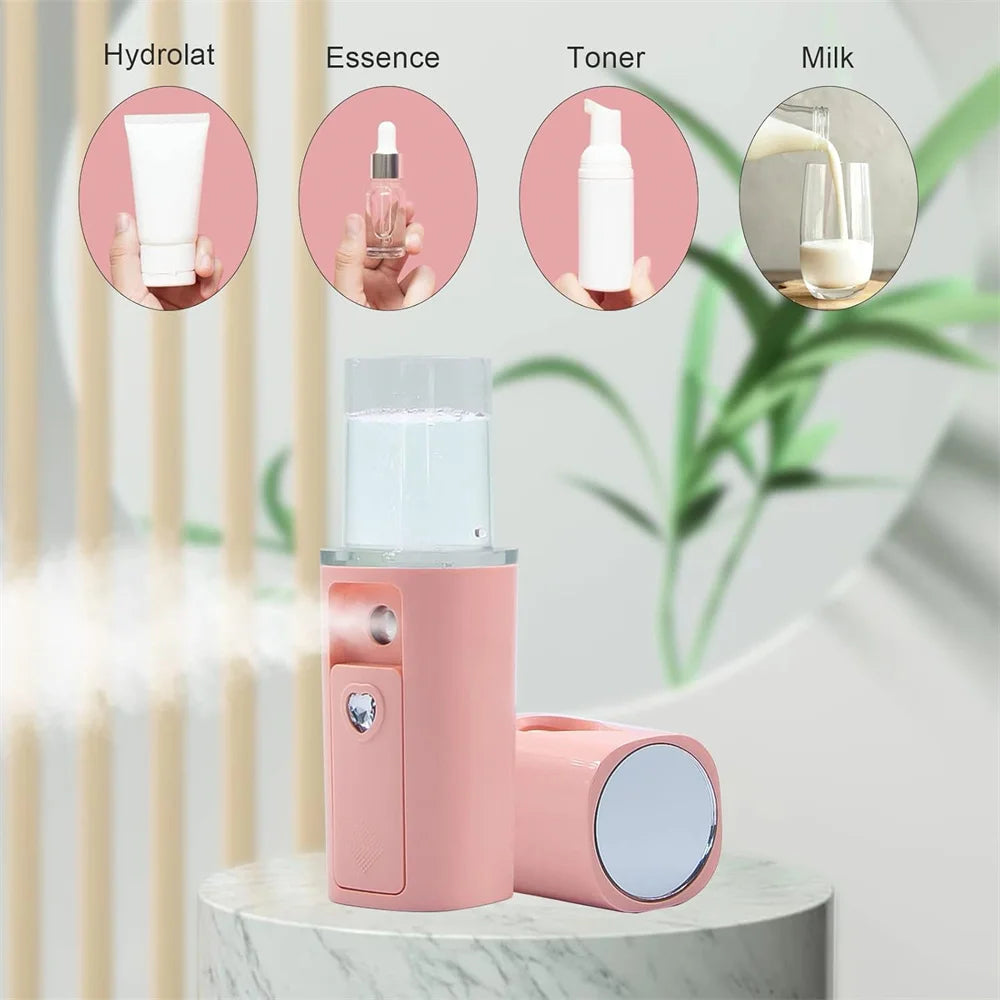 20ml Face Steamer Air Humidifier Portable Facial Sprayer Nebulizer Hydrating Anti-aging Mini Nano Wrinkle Women Beauty Skin Care