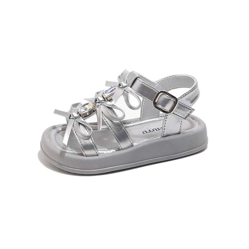 Girl Sandals Summer New Kids Fashion Hollow-out Causal Shoes Princess Versatile Sweet Bowknot Children Open-toe Beach Sandals
