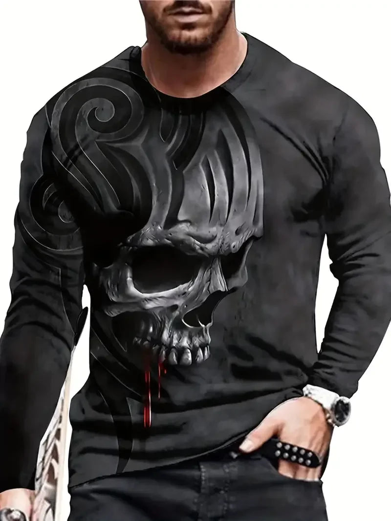 Vintage Men's Long Sleeve T-shirt 3D Golden Dragon Printed t shirts Harajuku Oversized Tops Casual Men's Outdoor Jogging T-Shirt