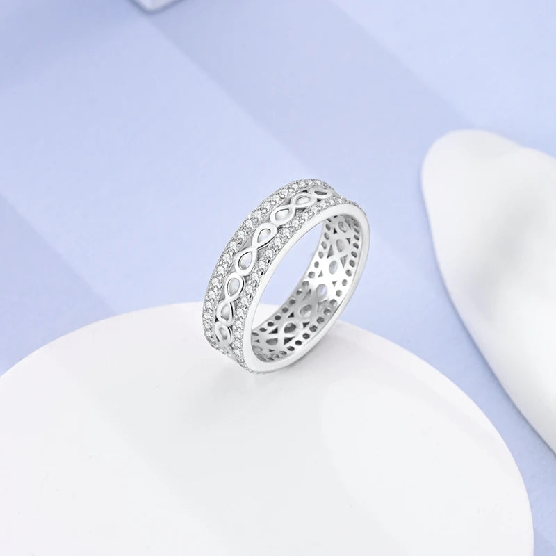 925 Sterling Silver Ring Shiny Sun Star Moon Lines Colorful Eternal Love Rings Wedding Jewelry Gift For Woman