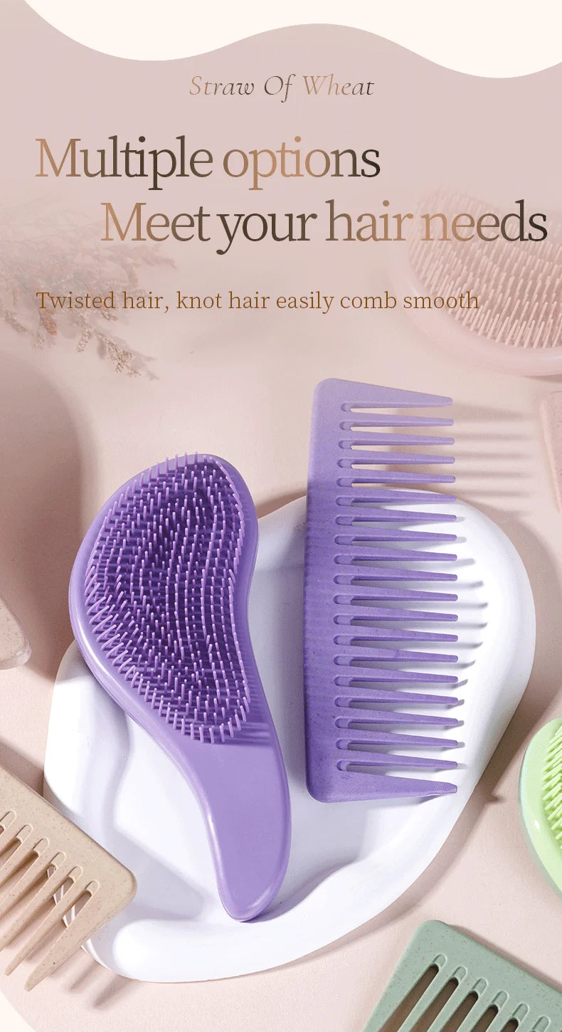 2pc Magic Detangling Boxed Comb Set  Anti-static Massage Hair Brushes Detangle Air Cushion Hairbrush Comb Festival Gift Box Comb