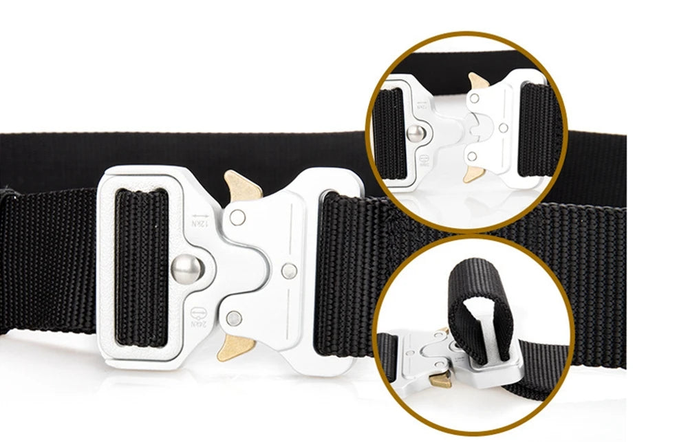 38mm Tactical Belt for Men Heavy Duty Nylon Waist Belt with Silver Buckle Unisex Designer Jeans Belt for Women