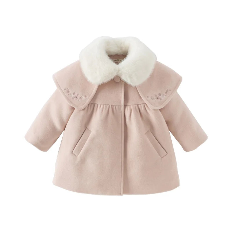 Dave Bella Children Girls Baby Cute Tops Outerwear 2024 New Autumn Winter Casual Sweet Gentle Overcoat Outdoor Warm DB4242652