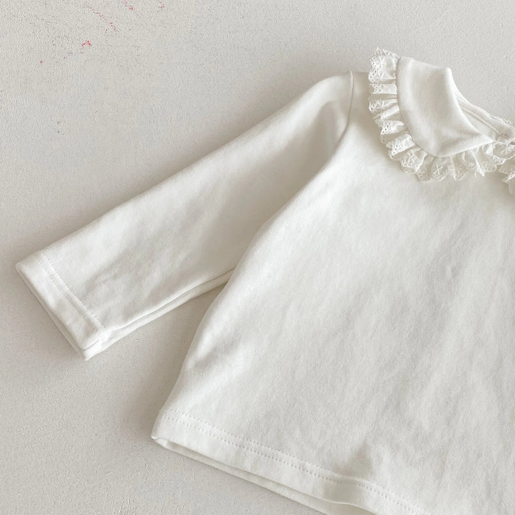 2026 Autumn New Girls Long Sleeve Bottoming Shirts Solid Children Cotton T Shirts Baby Girl Peter Pan Collar Tops Kids Clothes