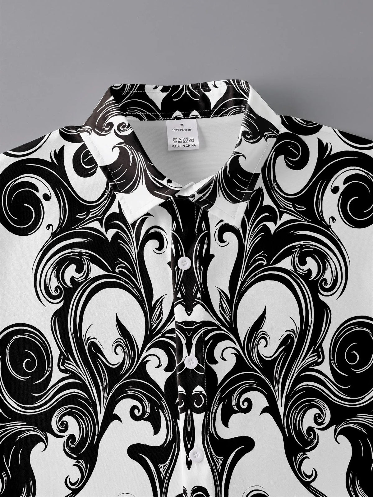 Men's Retro Geometric Scroll Halloween Costume Long-Sleeve Button-Down Shirt Casual Dress Shirt Dark Gothic Style Vacation Daily