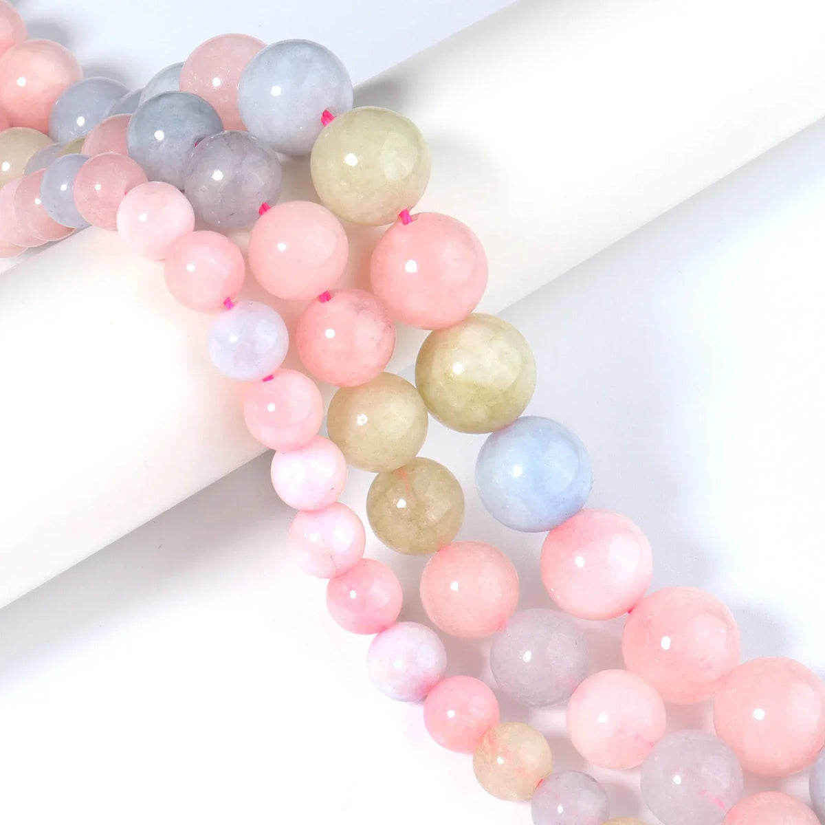 Natural AAA+Morganite Stone Smooth Round Gemstone Loose Beads For Jewelry Making DIY Handmade Bracelet Accessories 15'' 6/8/10mm