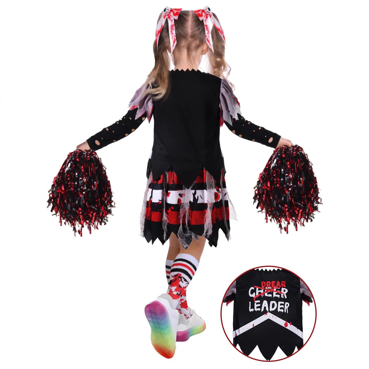 Kids Halloween Horror Costumes Zombie Cheerleading Outfits Halloween Theme Party Uniform Bloodstained Cosplay Fancy Dress
